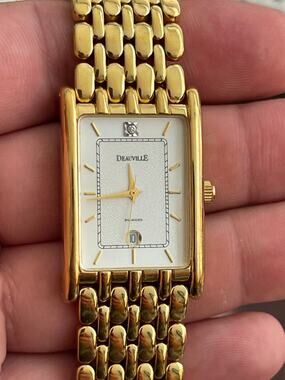 Deauville 20/7102 Men’s Gold Tone Quartz Diamond Dial Date Watch
